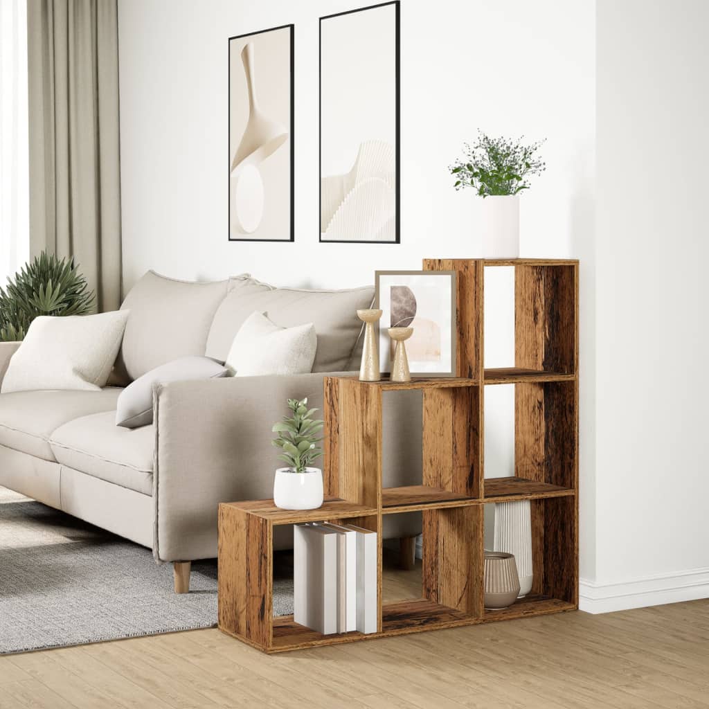 vidaXL Room Divider Bookcase 3-Tier Old Wood 99x29x99 cm Engineered Wood 4