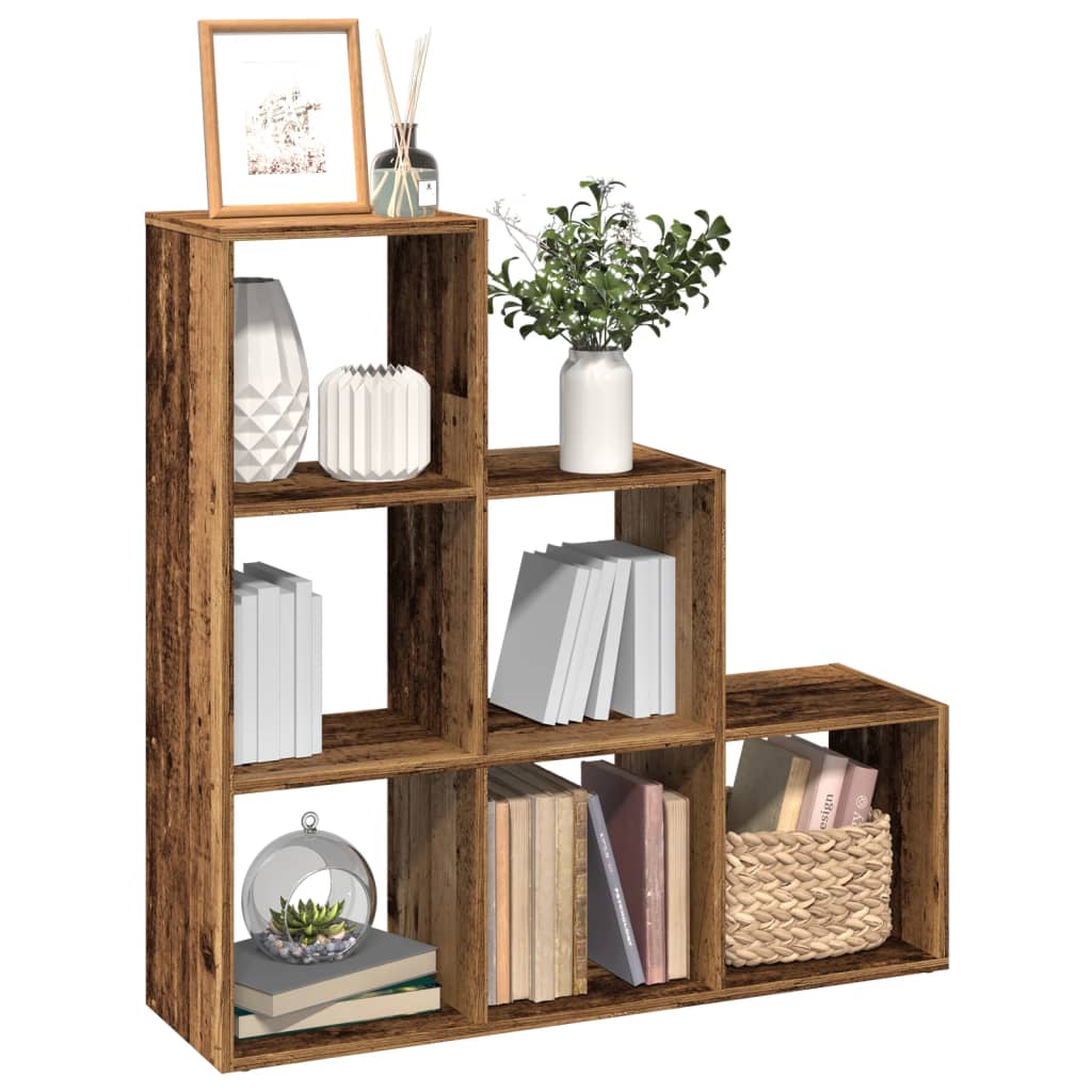 vidaXL Room Divider Bookcase 3-Tier Old Wood 99x29x99 cm Engineered Wood 1