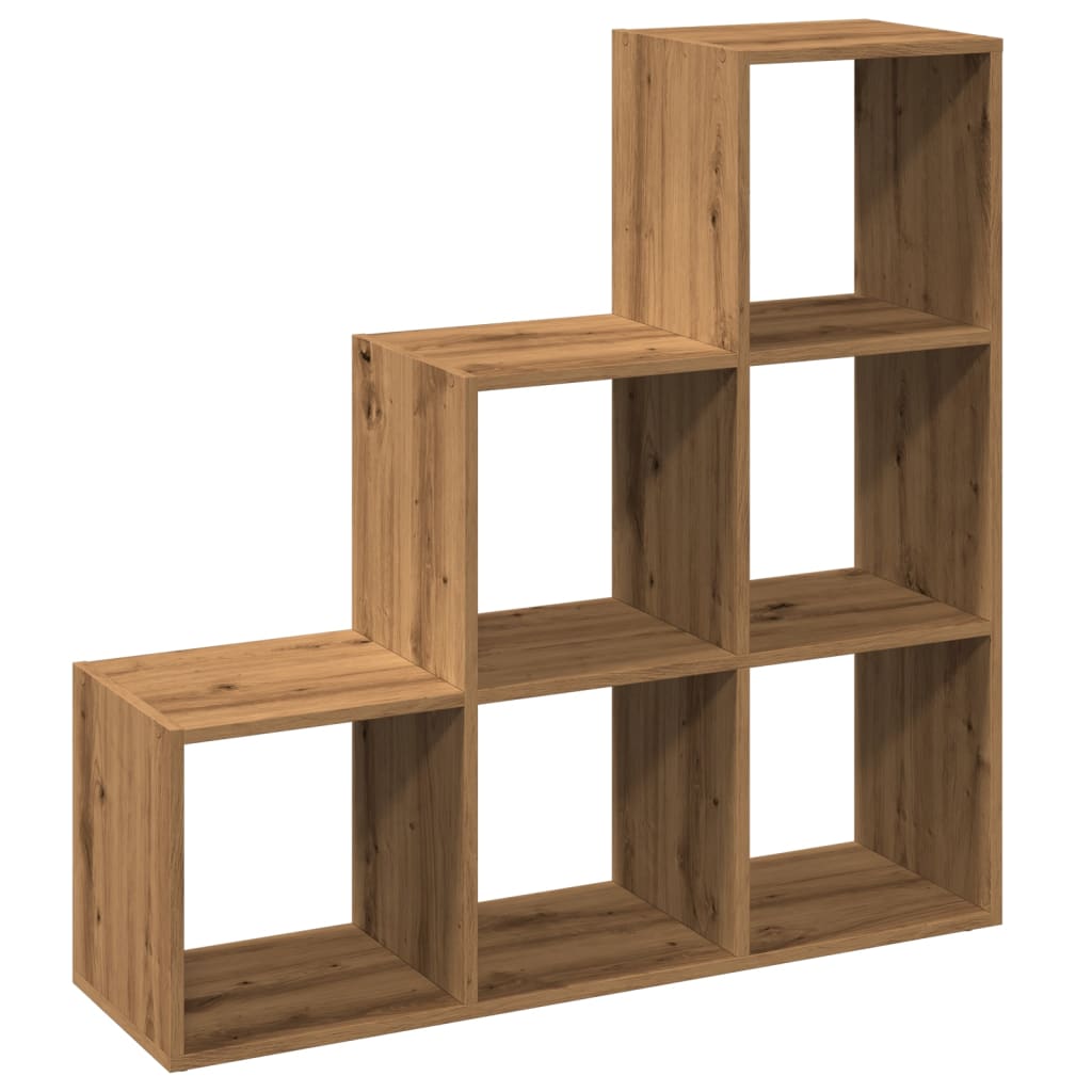 vidaXL Room Divider Bookcase 3-Tier Artisan Oak 99x29x99 cm Engineered Wood 6