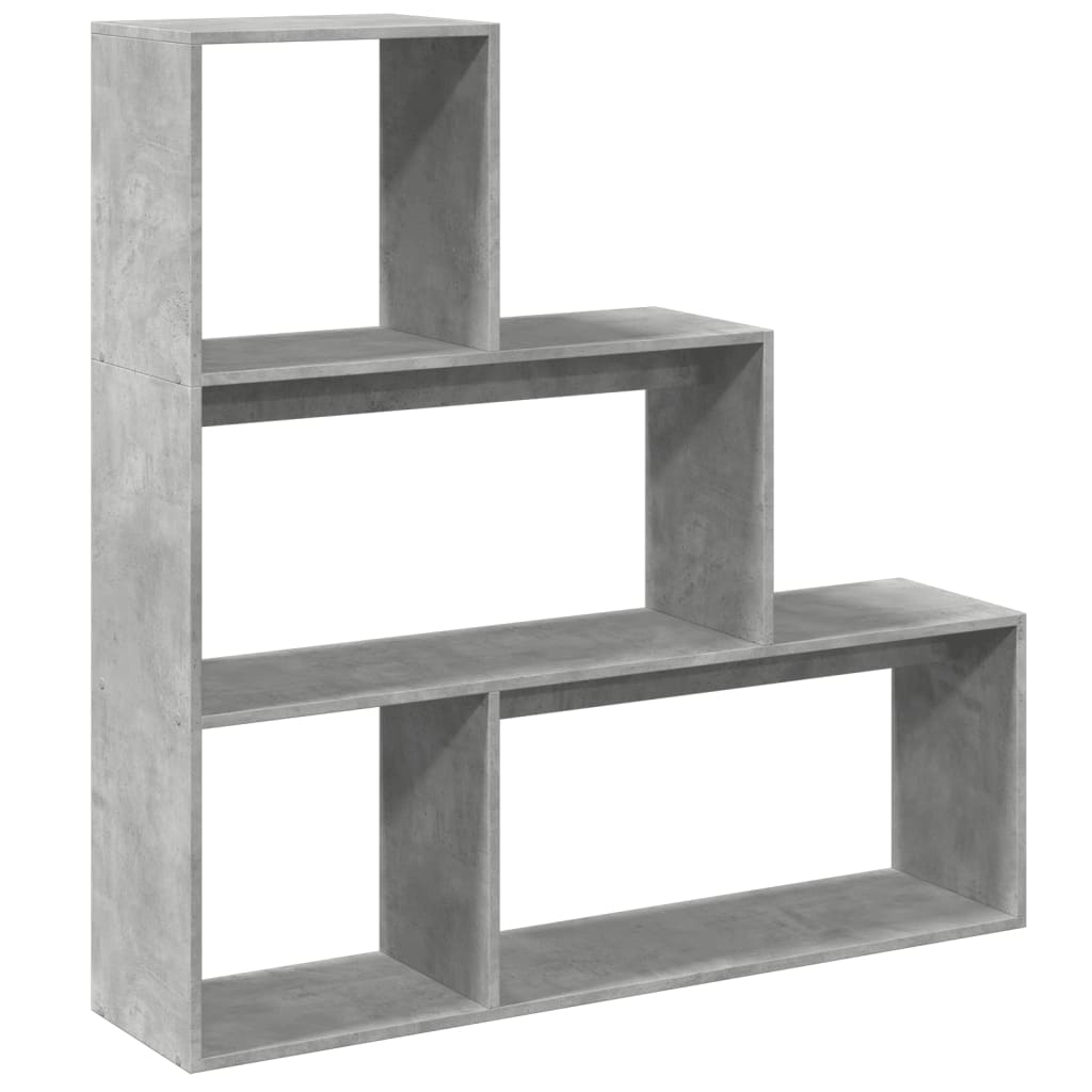 vidaXL Room Divider Bookcase 3-Tier Concrete Grey 123x29x123 cm Engineered Wood 2