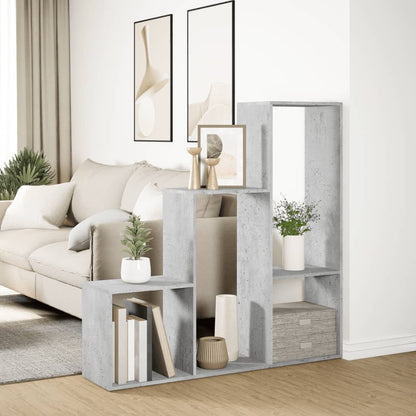 vidaXL Room Divider Bookcase 3-Tier Concrete Grey 123x29x123 cm Engineered Wood 4