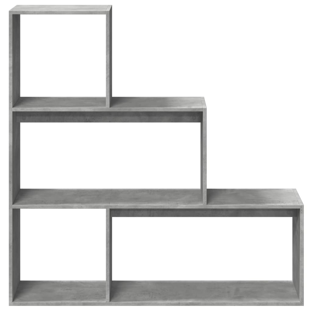 vidaXL Room Divider Bookcase 3-Tier Concrete Grey 123x29x123 cm Engineered Wood 5