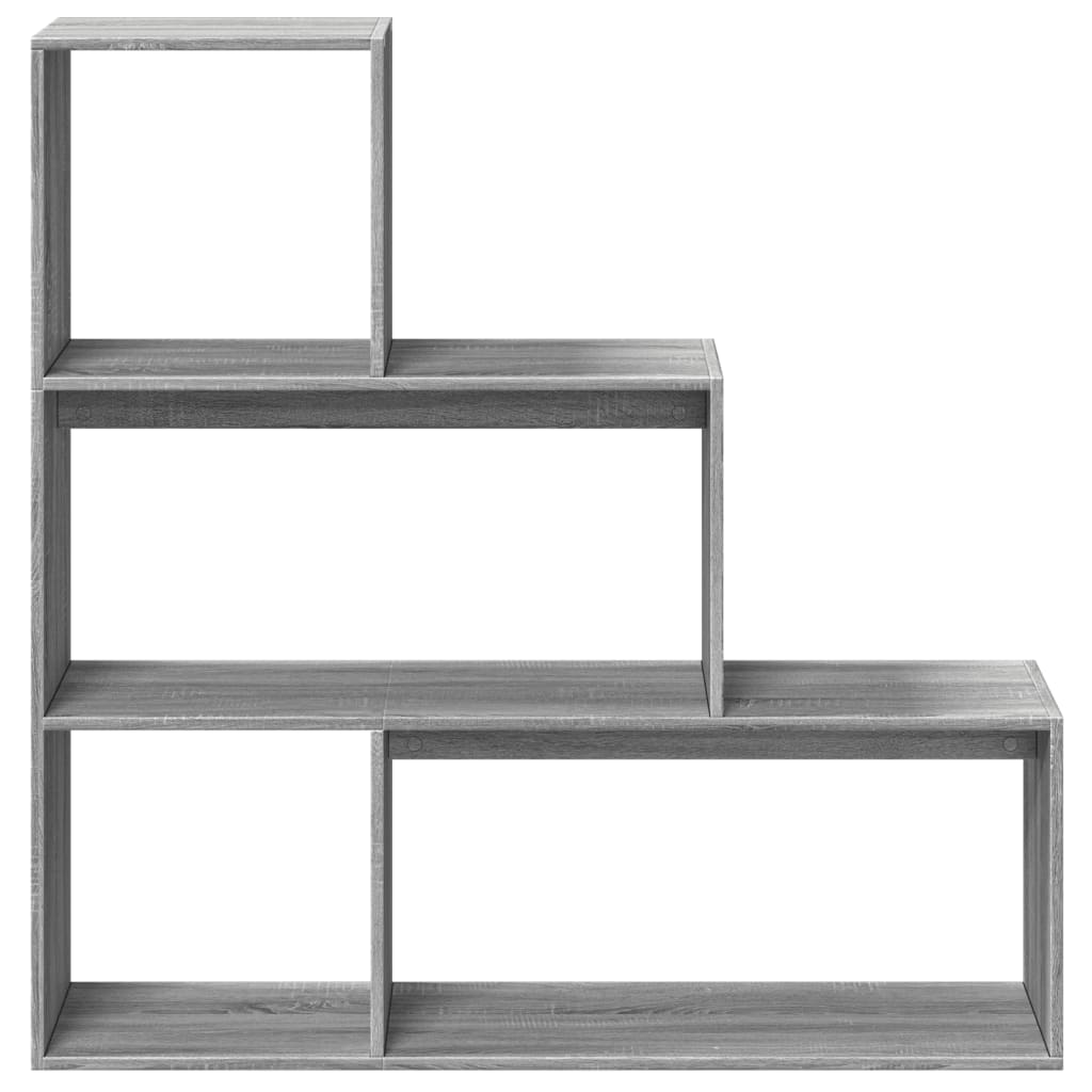 vidaXL Room Divider Bookcase 3-Tier Grey Sonoma 123x29x123 cm Engineered Wood 5