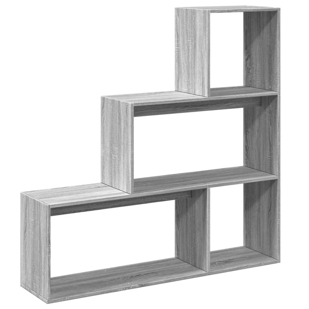 vidaXL Room Divider Bookcase 3-Tier Grey Sonoma 123x29x123 cm Engineered Wood 6