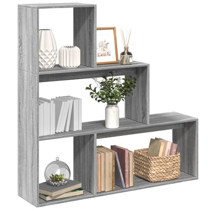 vidaXL Room Divider Bookcase 3-Tier Grey Sonoma 123x29x123 cm Engineered Wood 1