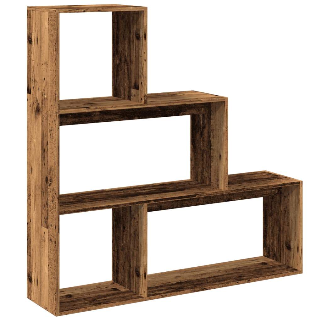 Room Divider Bookcase 4-Tier 143.5x29x143.5 cm Old wood