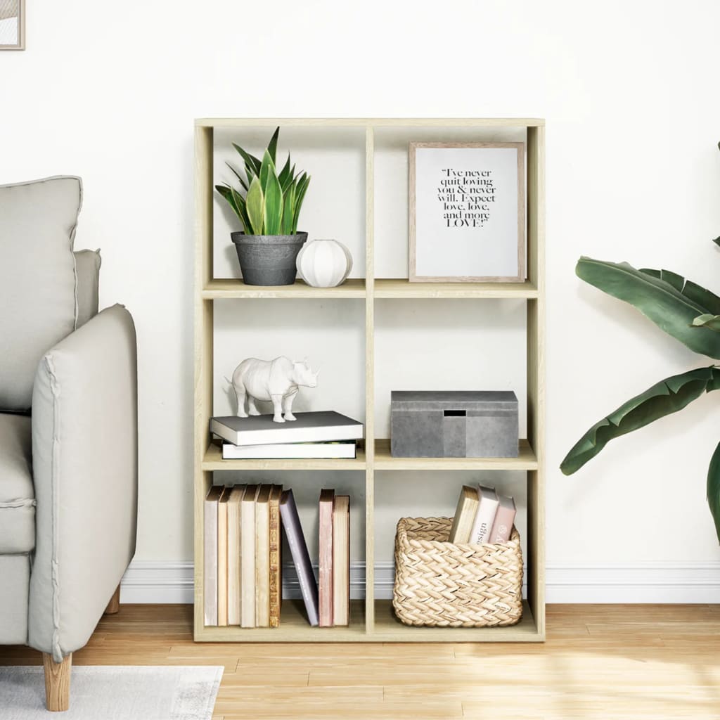 vidaXL Room Divider Bookcase Sonoma Oak 69,5x29x103,5 cm Engineered Wood 3
