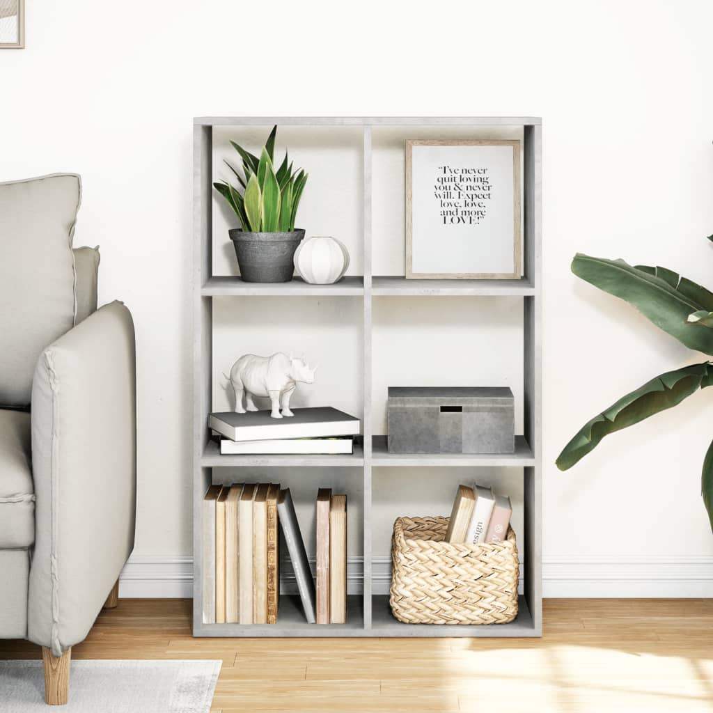 vidaXL Room Divider Bookcase Concrete Grey 69,5x29x103,5 cm Engineered Wood 3