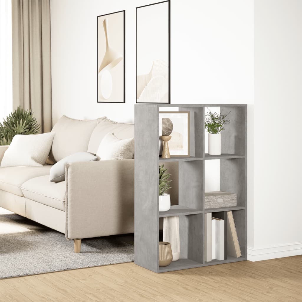 vidaXL Room Divider Bookcase Concrete Grey 69,5x29x103,5 cm Engineered Wood 4