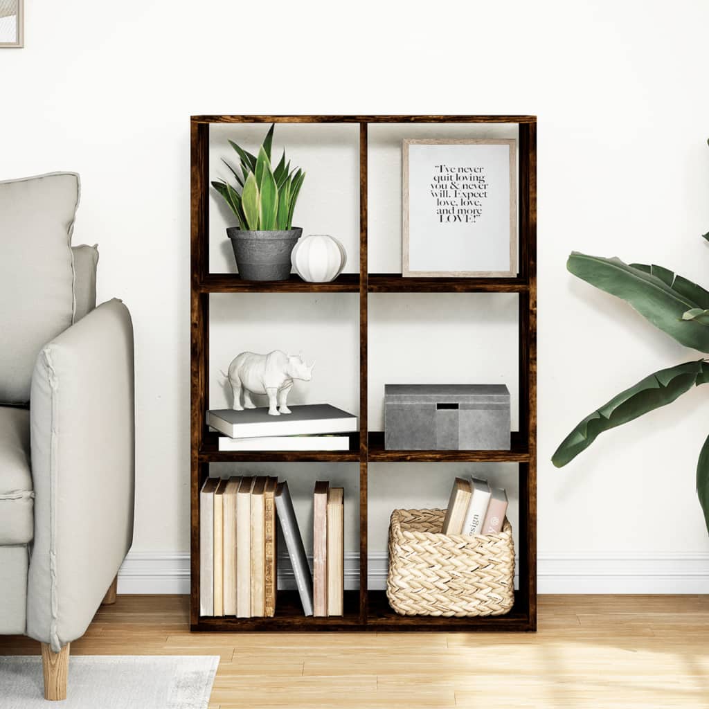 vidaXL Room Divider Bookcase Smoked Oak 69,5x29x103,5 cm Engineered Wood 3