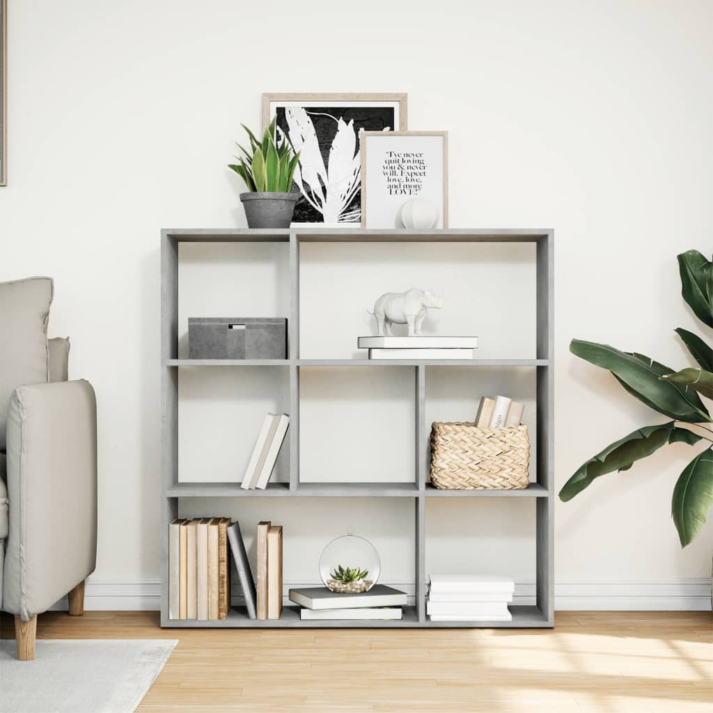 vidaXL Room Divider Bookcase Concrete Grey 102x29x103,5 cm Engineered Wood 3