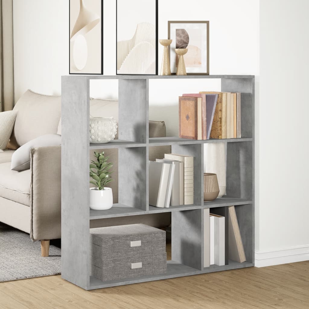 vidaXL Room Divider Bookcase Concrete Grey 102x29x103,5 cm Engineered Wood 4