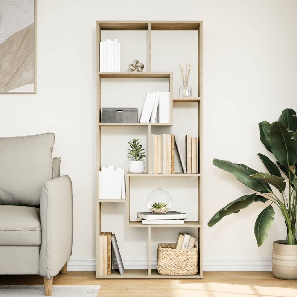 vidaXL Room Divider Bookcase Sonoma Oak 67x25x161.5 cm Engineered Wood 3