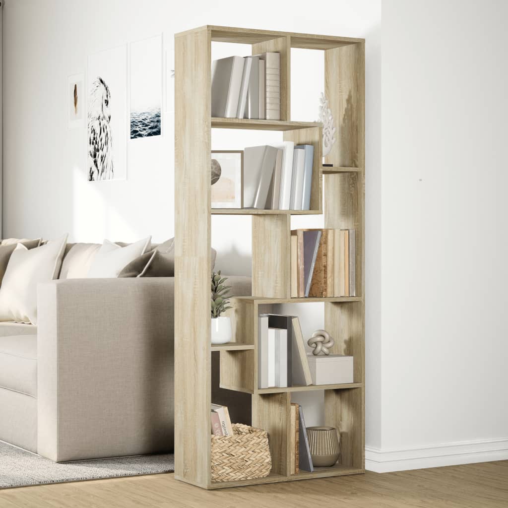 vidaXL Room Divider Bookcase Sonoma Oak 67x25x161.5 cm Engineered Wood 4