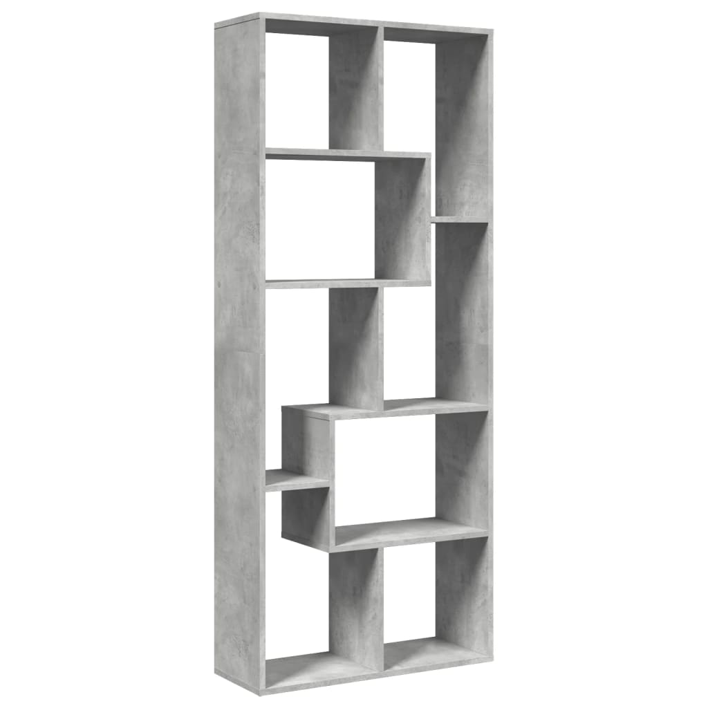 vidaXL Room Divider Bookcase Concrete Grey 67x25x161.5 cm Engineered Wood 2