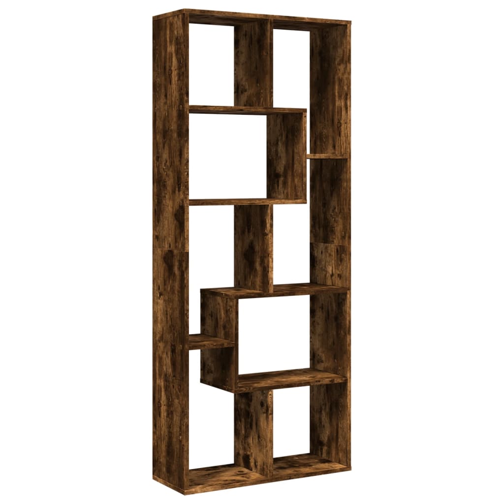 vidaXL Room Divider Bookcase Smoked Oak 67x25x161.5 cm Engineered Wood 2
