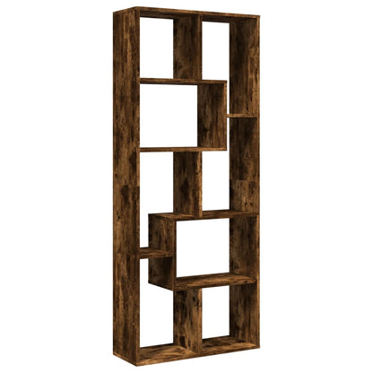 vidaXL Room Divider Bookcase Smoked Oak 67x25x161.5 cm Engineered Wood 2