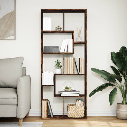 vidaXL Room Divider Bookcase Smoked Oak 67x25x161.5 cm Engineered Wood 3