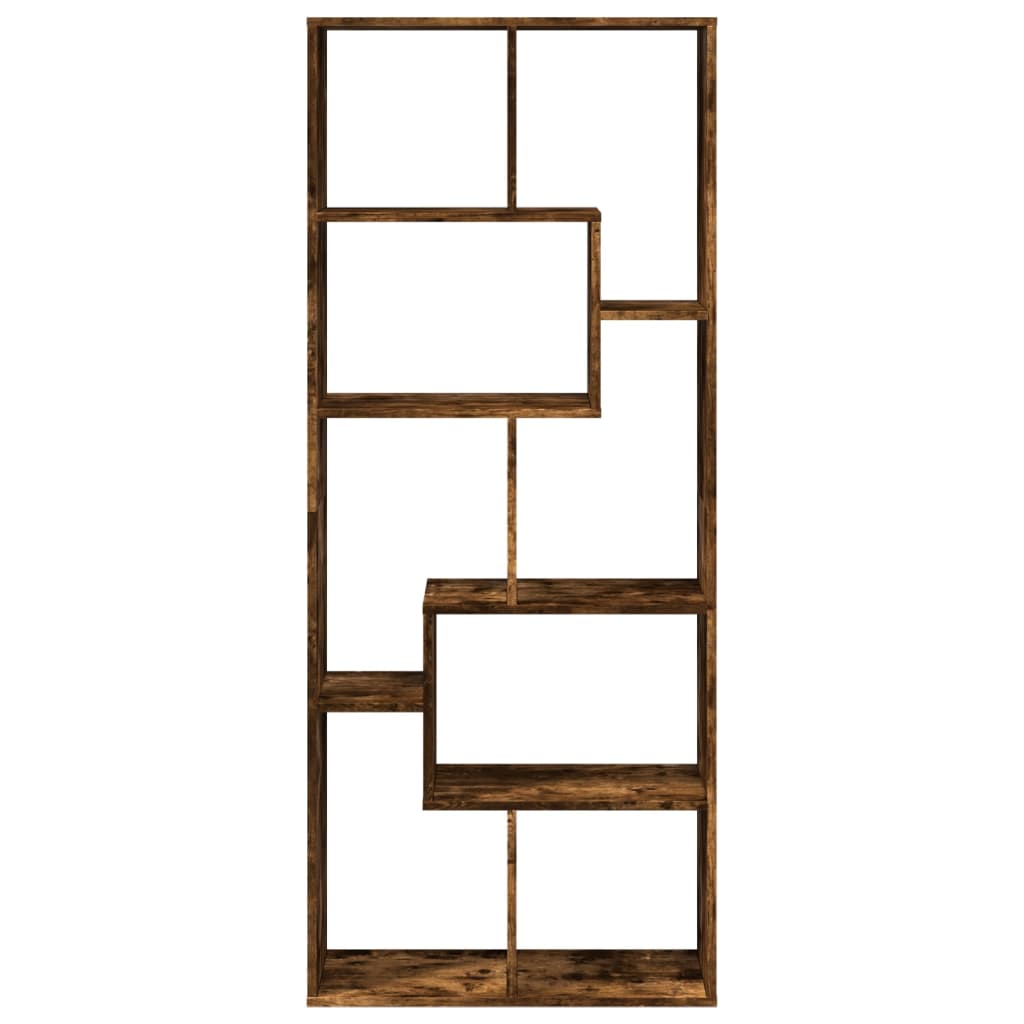 vidaXL Room Divider Bookcase Smoked Oak 67x25x161.5 cm Engineered Wood 5