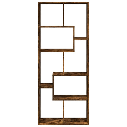 vidaXL Room Divider Bookcase Smoked Oak 67x25x161.5 cm Engineered Wood 5