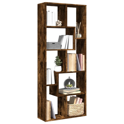vidaXL Room Divider Bookcase Smoked Oak 67x25x161.5 cm Engineered Wood 1