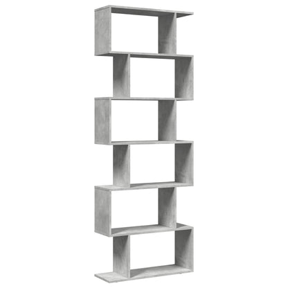vidaXL Room Divider Bookcase 6-Tier Concrete Grey 70x24x193 cm Engineered Wood 2