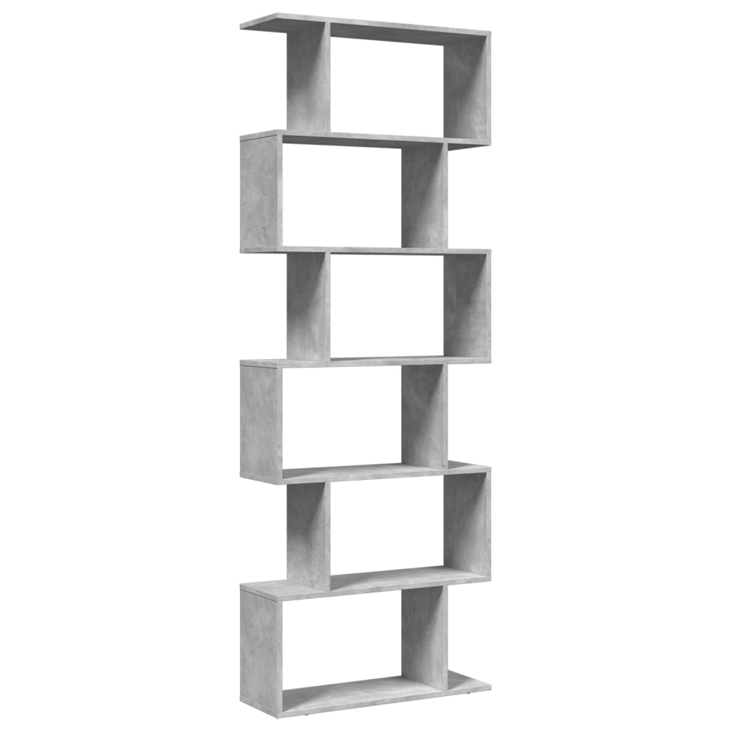 vidaXL Room Divider Bookcase 6-Tier Concrete Grey 70x24x193 cm Engineered Wood 6