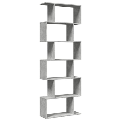 vidaXL Room Divider Bookcase 6-Tier Concrete Grey 70x24x193 cm Engineered Wood 6