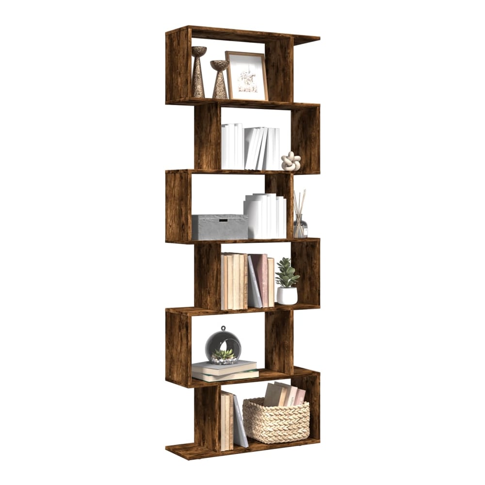 Room Divider Bookcase 6-Tier 70x24x193 cm Smoked oak