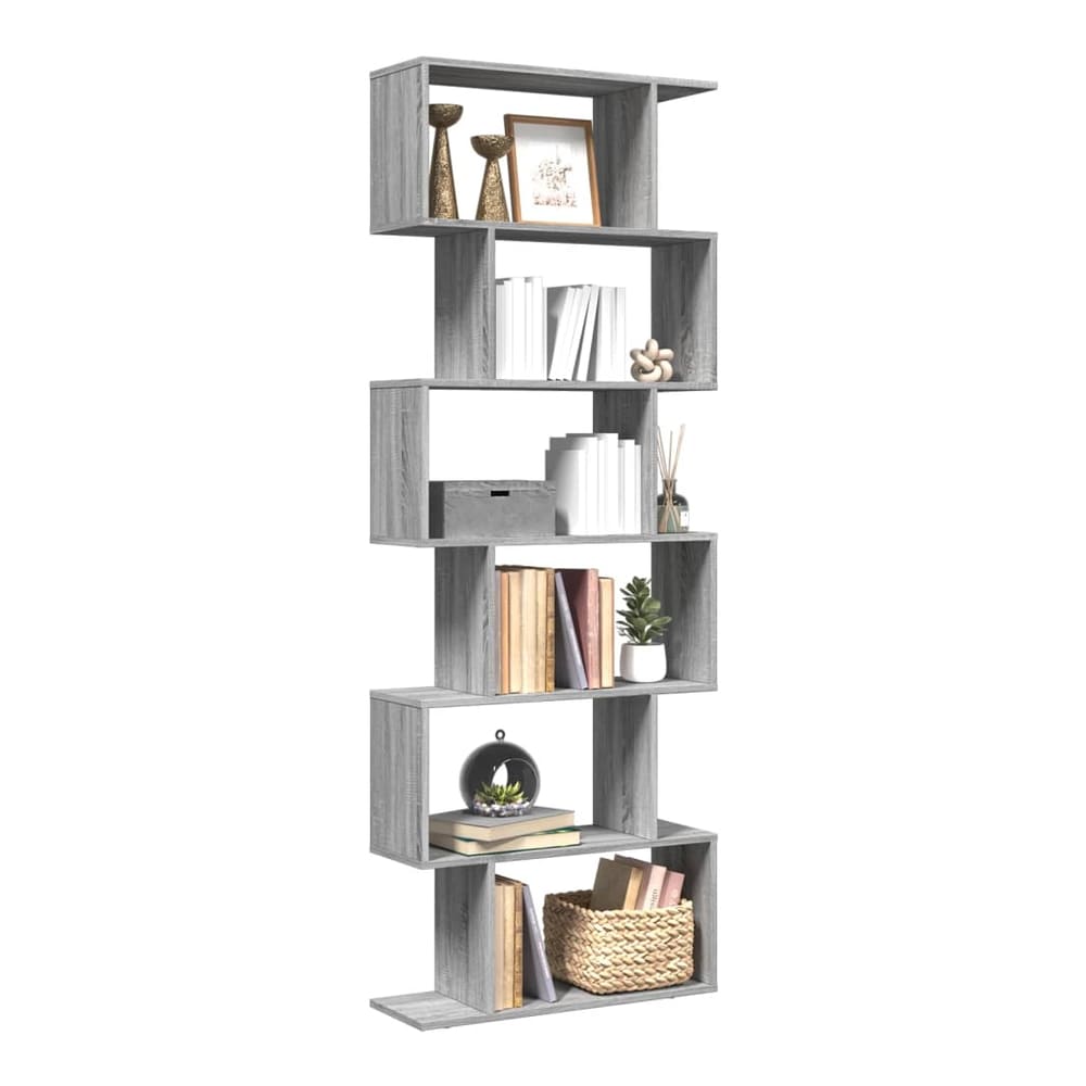 Room Divider Bookcase 6-Tier 70x24x193 cm Grey sonoma