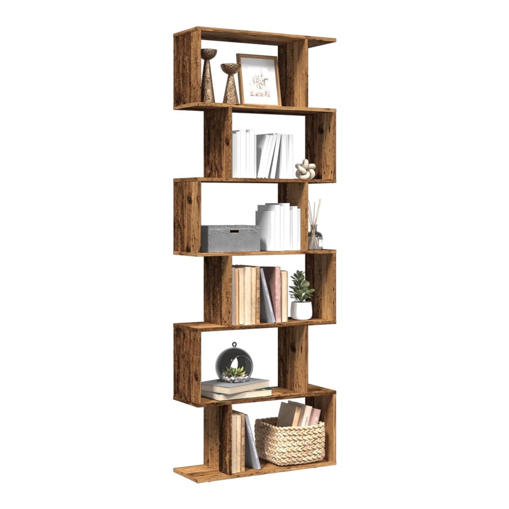Room Divider Bookcase 6-Tier 70x24x193 cm Old wood