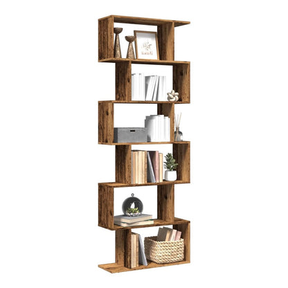 Room Divider Bookcase 6-Tier 70x24x193 cm Old wood