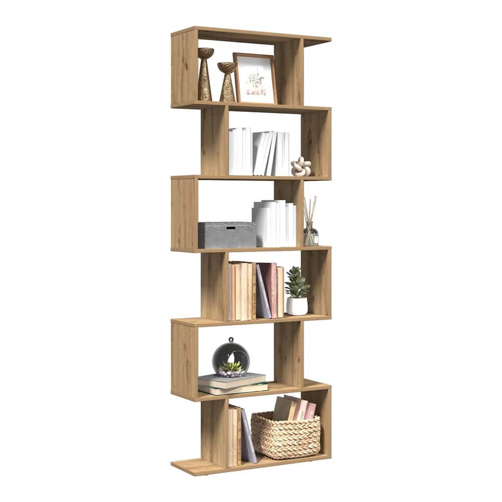 Room Divider Bookcase 6-Tier 70x24x193 cm Artisan oak