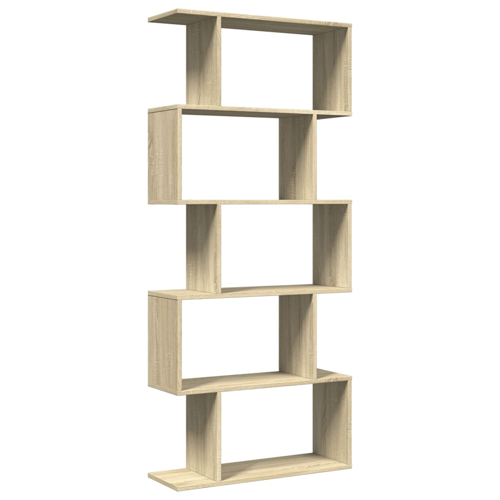 vidaXL Room Divider Bookcase 5-Tier Sonoma Oak 70x24x161 cm Engineered Wood 6