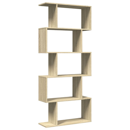 vidaXL Room Divider Bookcase 5-Tier Sonoma Oak 70x24x161 cm Engineered Wood 6