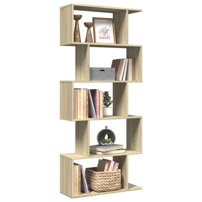 vidaXL Room Divider Bookcase 5-Tier Sonoma Oak 70x24x161 cm Engineered Wood 1