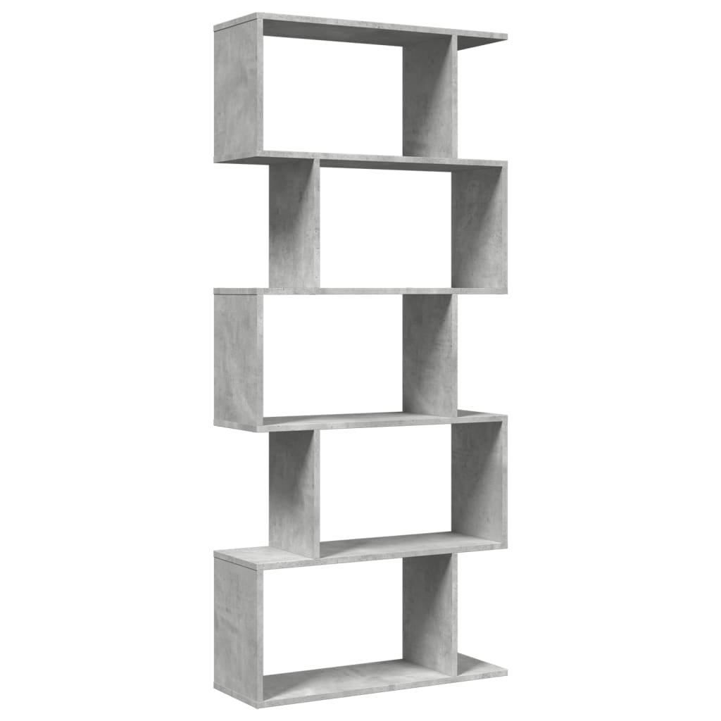 vidaXL Room Divider Bookcase 5-Tier Concrete Grey 70x24x161 cm 2