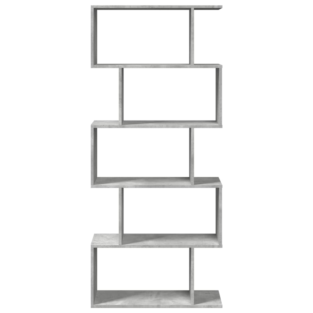 vidaXL Room Divider Bookcase 5-Tier Concrete Grey 70x24x161 cm 5