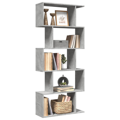 vidaXL Room Divider Bookcase 5-Tier Concrete Grey 70x24x161 cm 1