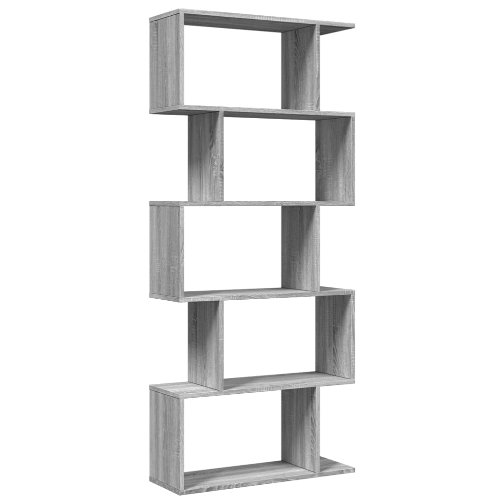 vidaXL Room Divider Bookcase 5-Tier Grey Sonoma 70x24x161 cm Engineered Wood 2