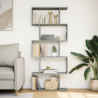 vidaXL Room Divider Bookcase 5-Tier Grey Sonoma 70x24x161 cm Engineered Wood 3