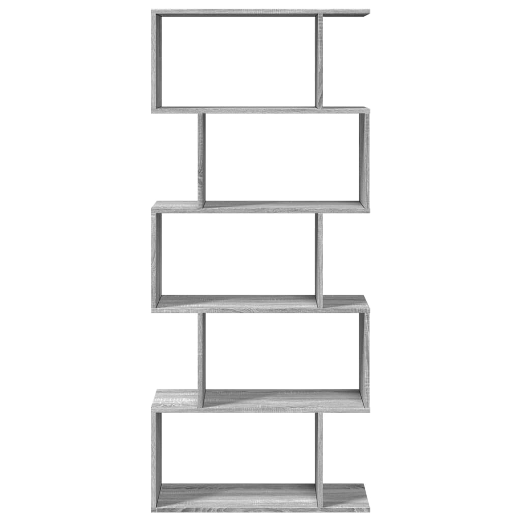 vidaXL Room Divider Bookcase 5-Tier Grey Sonoma 70x24x161 cm Engineered Wood 5