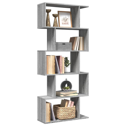 vidaXL Room Divider Bookcase 5-Tier Grey Sonoma 70x24x161 cm Engineered Wood 1