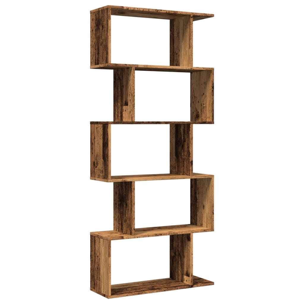 vidaXL Room Divider Bookcase 5-Tier Old Wood 70x24x161 cm Engineered Wood 2