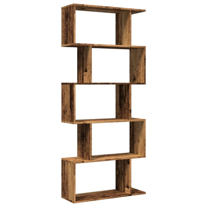 vidaXL Room Divider Bookcase 5-Tier Old Wood 70x24x161 cm Engineered Wood 2