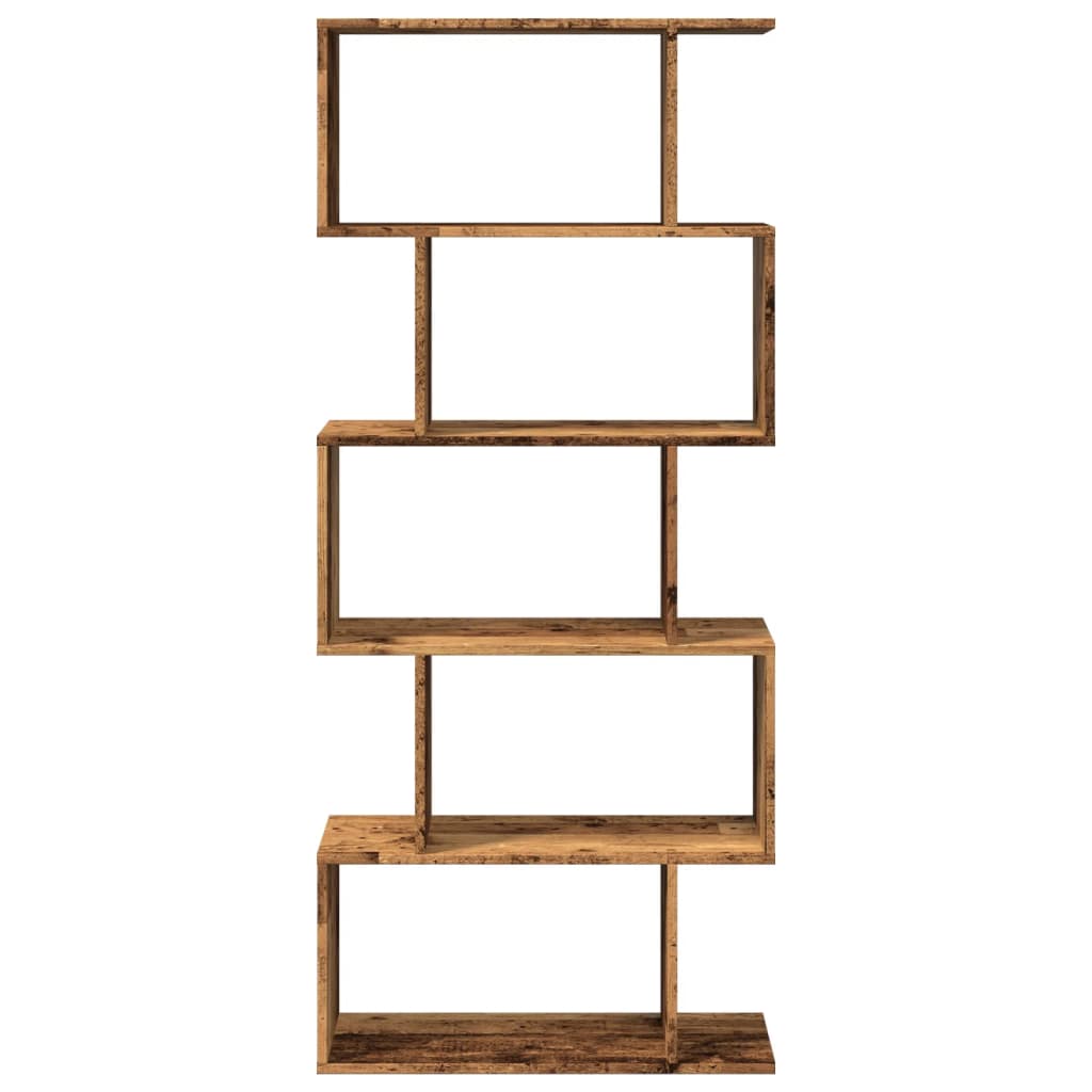 vidaXL Room Divider Bookcase 5-Tier Old Wood 70x24x161 cm Engineered Wood 5