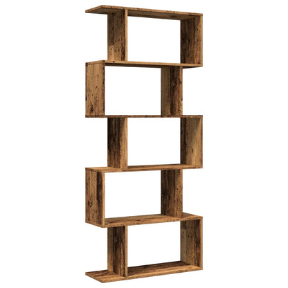 vidaXL Room Divider Bookcase 5-Tier Old Wood 70x24x161 cm Engineered Wood 6