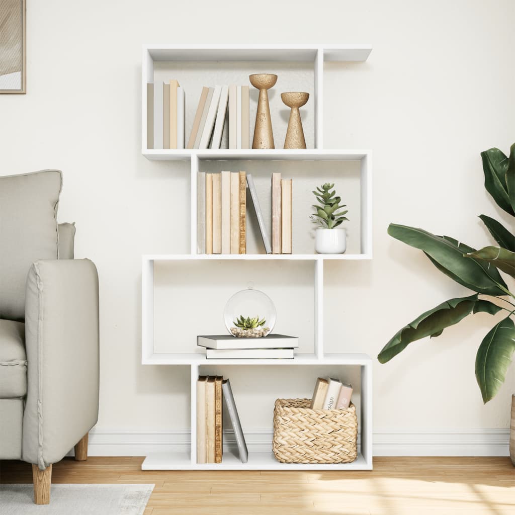 vidaXL Room Divider Bookcase 4-Tier White 70x24x129 cm Engineered Wood 3