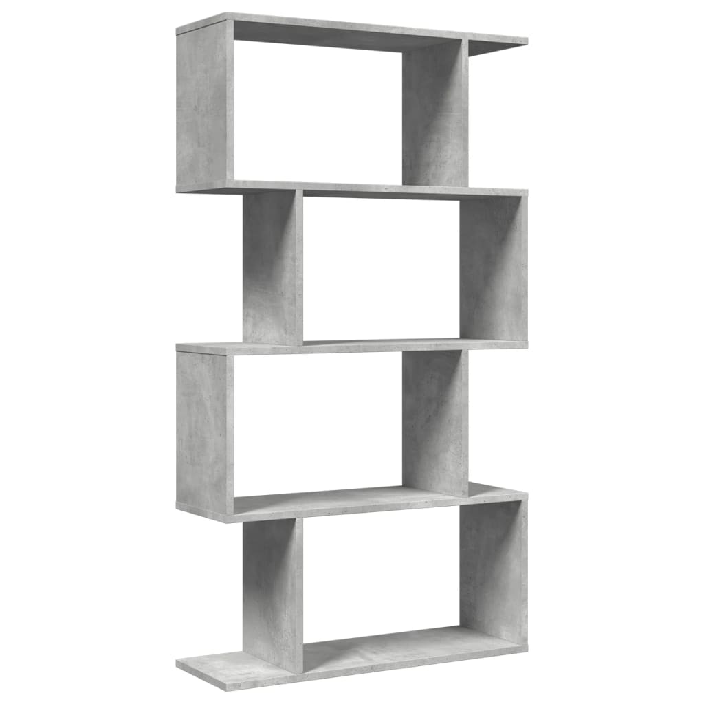 vidaXL Room Divider Bookcase 4-Tier Concrete Grey 70x24x129 cm Engineered Wood 2