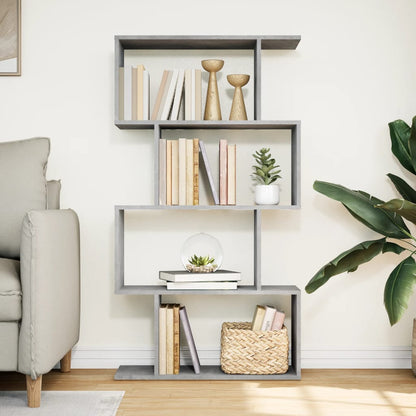 vidaXL Room Divider Bookcase 4-Tier Concrete Grey 70x24x129 cm Engineered Wood 3